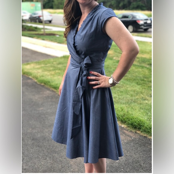 Virginia Dare Dress Co Dresses & Skirts - Virginia Dare (VDDC) Janie Wrap Dress Blue Size Small- EUC